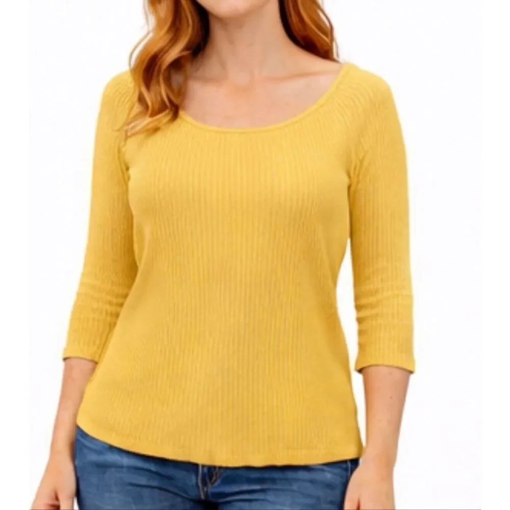 Anthropologie vintage ribbed yellow blouse large